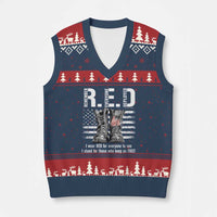 On Friday We Wear Red Military R.E.D Friday V-Neck Knit Sweater Vest American Flag - Wonder Print Shop
