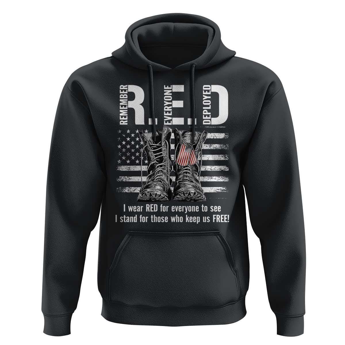 On Friday We Wear Red Military R.E.D Friday Hoodie American Flag - Wonder Print Shop