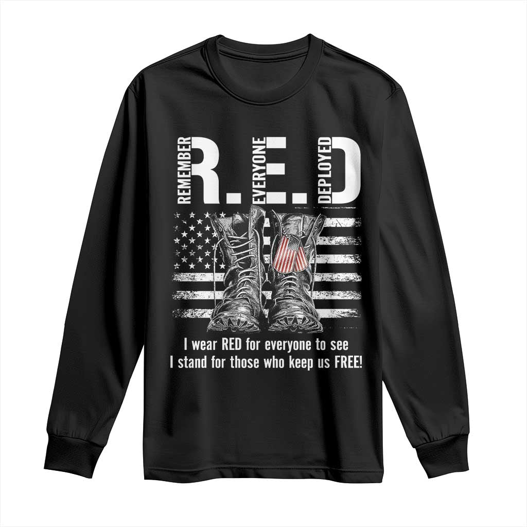 On Friday We Wear Red Military R.E.D Friday Long Sleeve Shirt American Flag - Wonder Print Shop