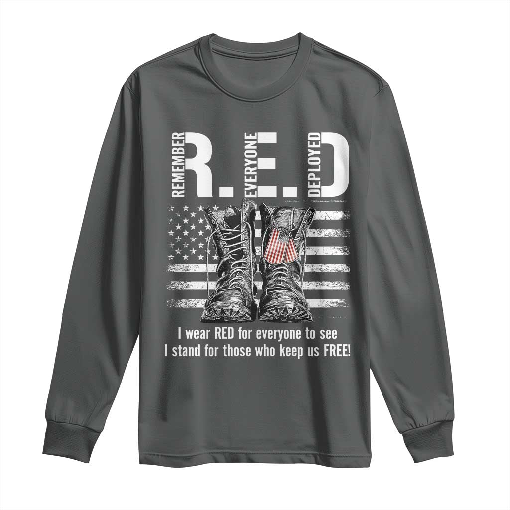 On Friday We Wear Red Military R.E.D Friday Long Sleeve Shirt American Flag - Wonder Print Shop