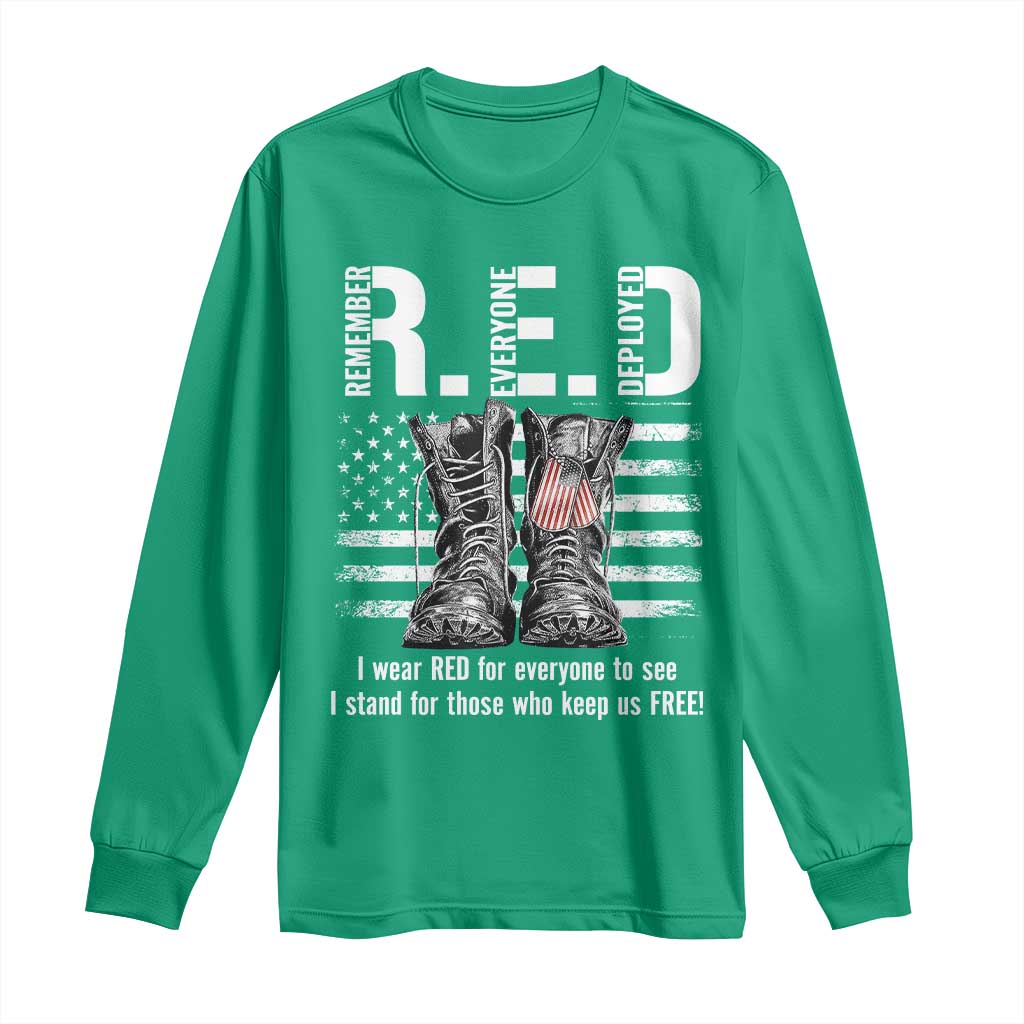 On Friday We Wear Red Military R.E.D Friday Long Sleeve Shirt American Flag - Wonder Print Shop