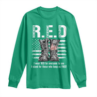 On Friday We Wear Red Military R.E.D Friday Long Sleeve Shirt American Flag - Wonder Print Shop