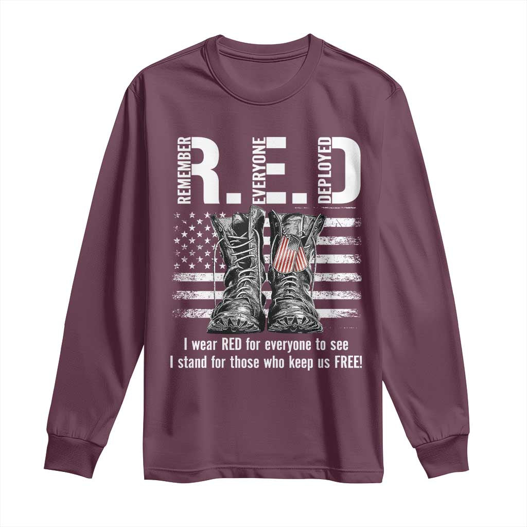 On Friday We Wear Red Military R.E.D Friday Long Sleeve Shirt American Flag - Wonder Print Shop