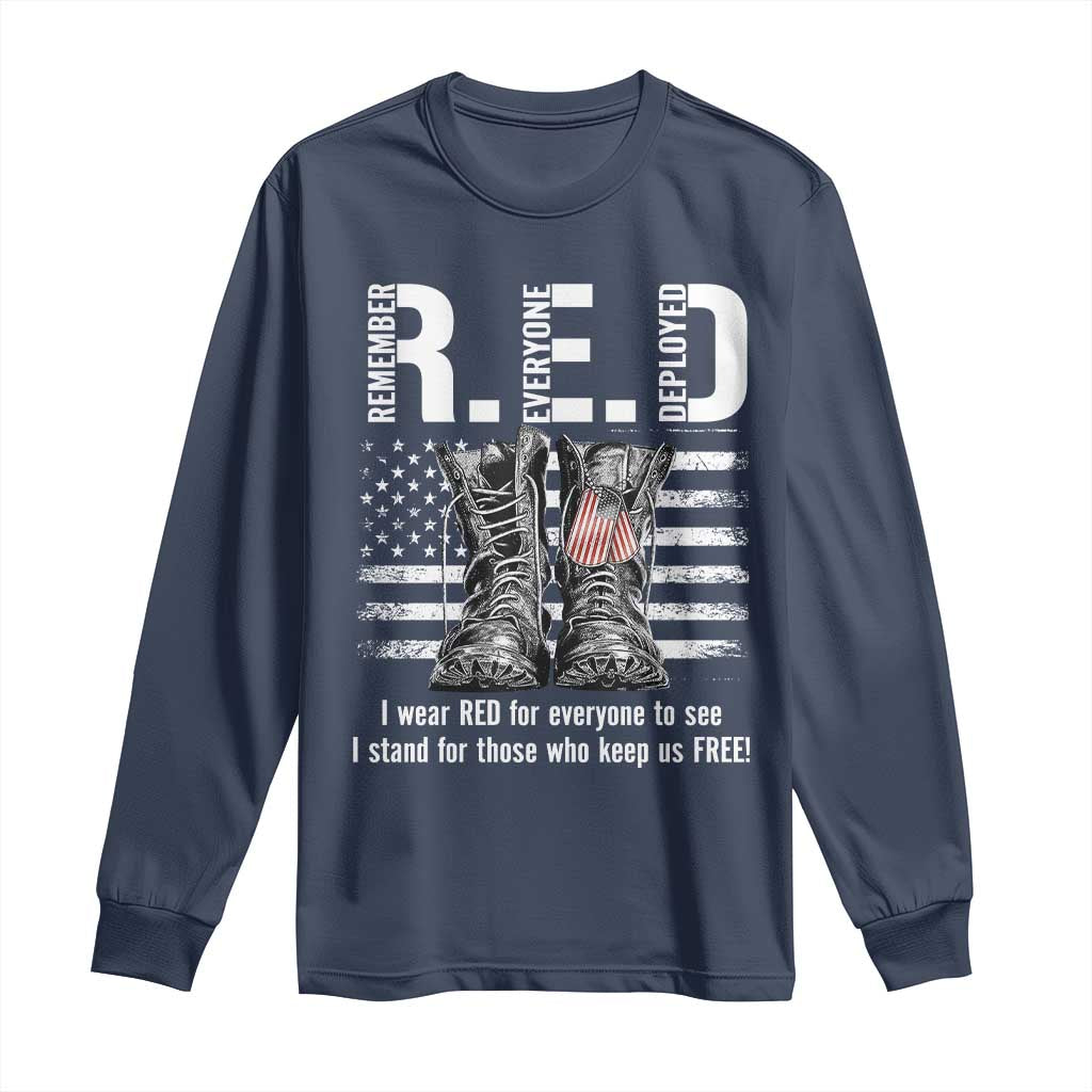 On Friday We Wear Red Military R.E.D Friday Long Sleeve Shirt American Flag - Wonder Print Shop