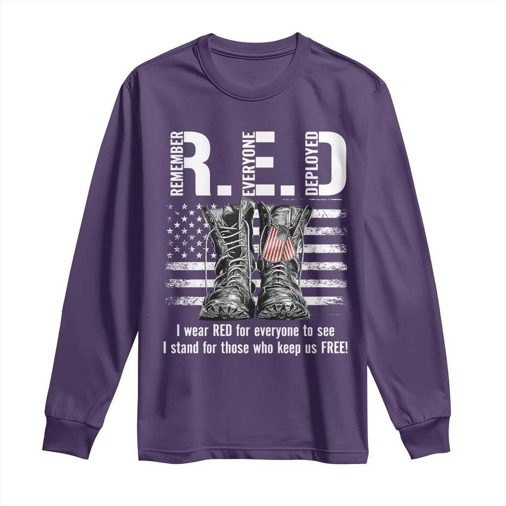 On Friday We Wear Red Military R.E.D Friday Long Sleeve Shirt American Flag - Wonder Print Shop