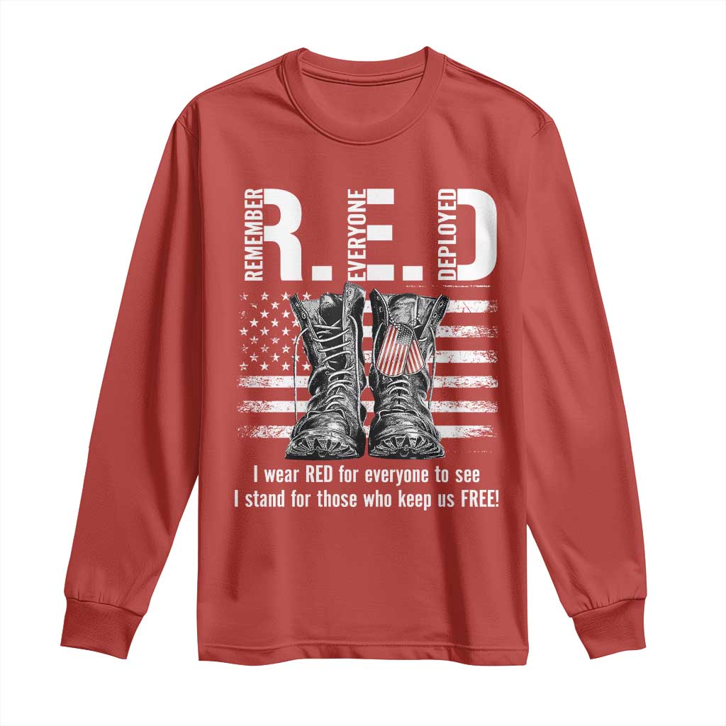 On Friday We Wear Red Military R.E.D Friday Long Sleeve Shirt American Flag - Wonder Print Shop
