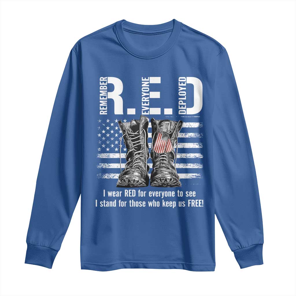 On Friday We Wear Red Military R.E.D Friday Long Sleeve Shirt American Flag - Wonder Print Shop