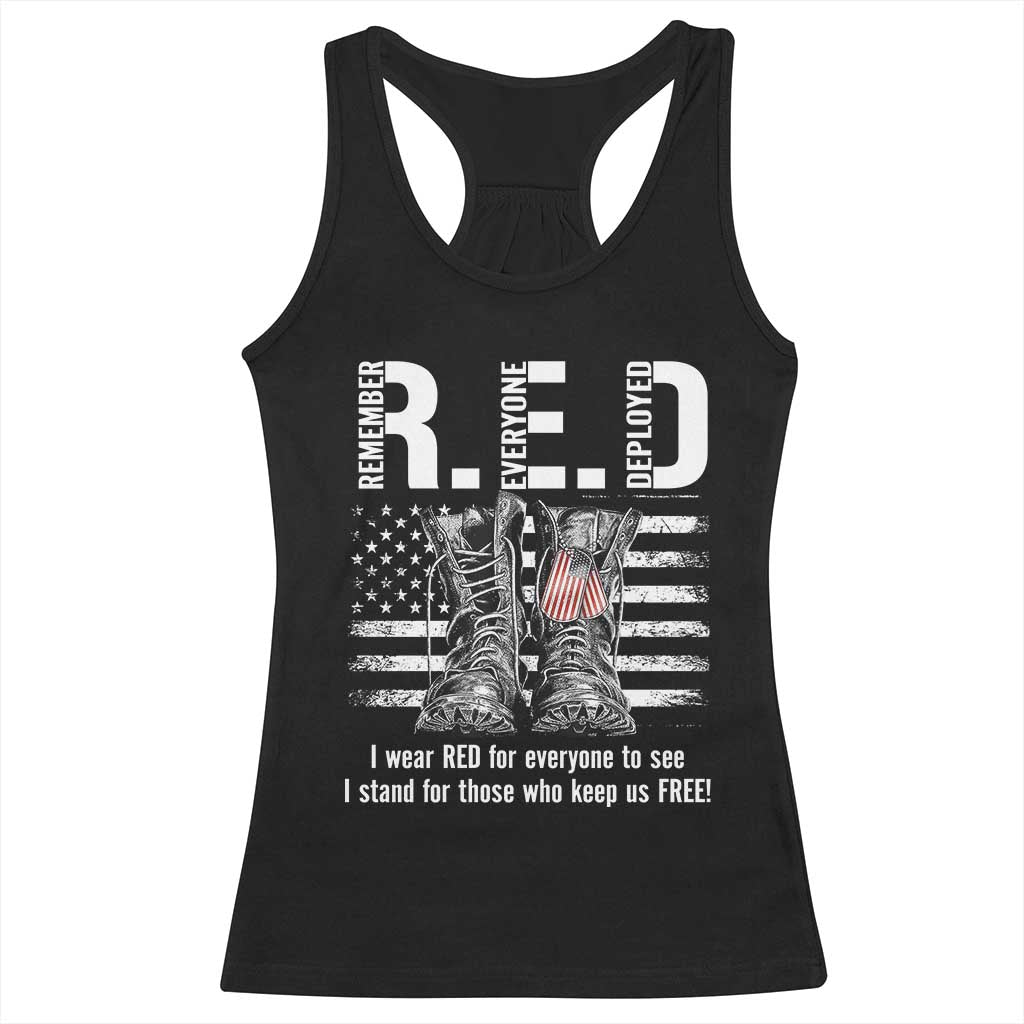 On Friday We Wear Red Military R.E.D Friday Racerback Tank Top American Flag - Wonder Print Shop