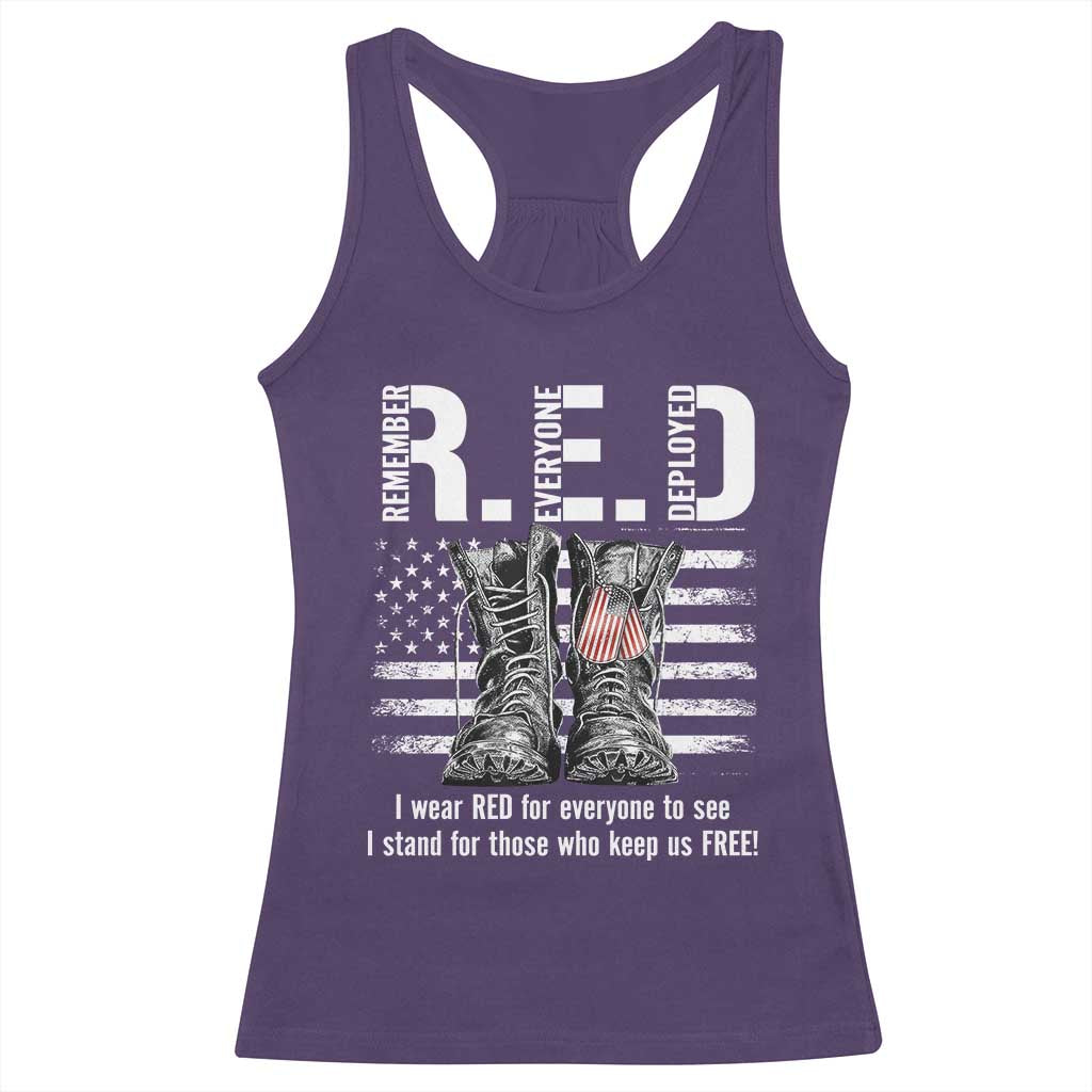 On Friday We Wear Red Military R.E.D Friday Racerback Tank Top American Flag - Wonder Print Shop