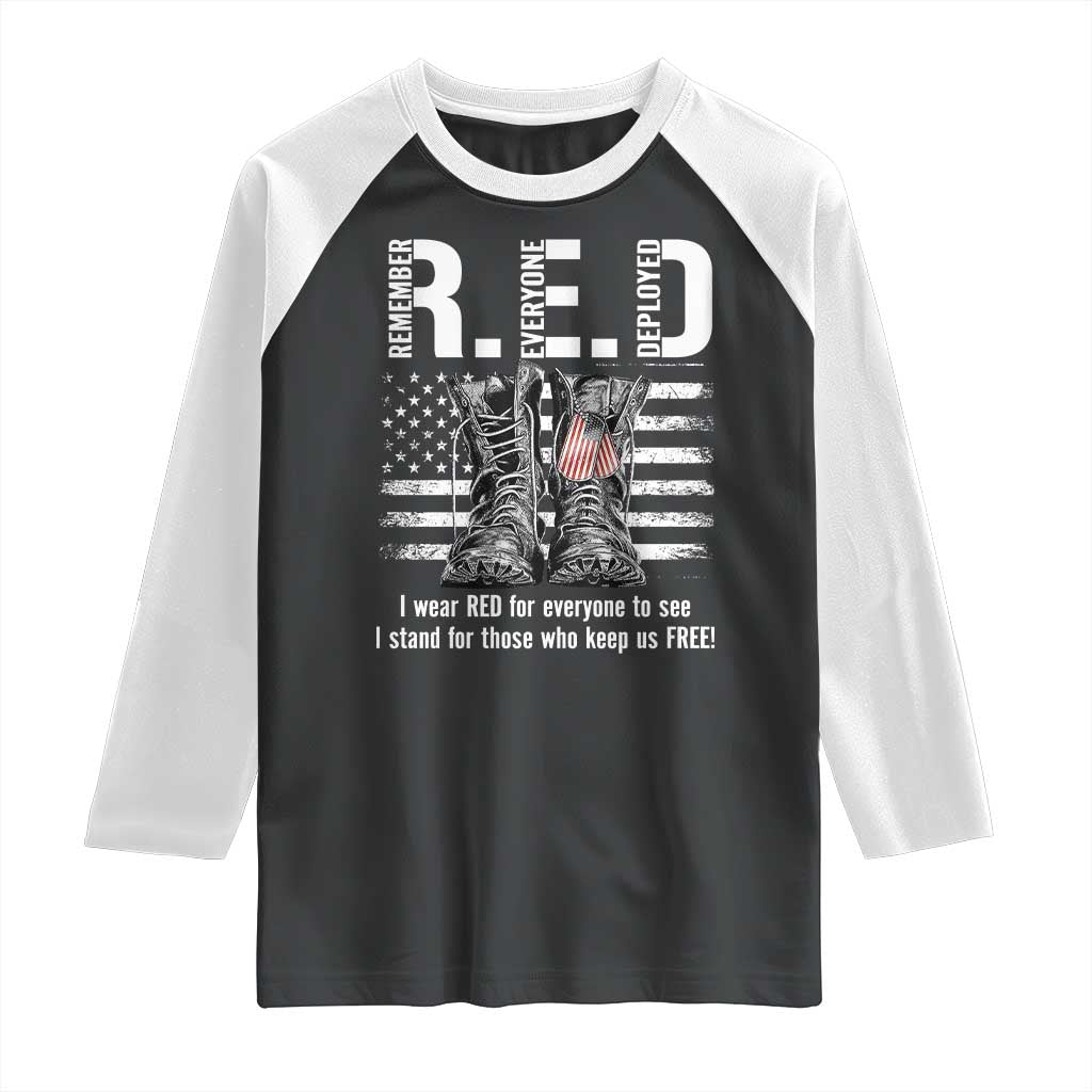 On Friday We Wear Red Military R.E.D Friday Raglan Shirt American Flag - Wonder Print Shop