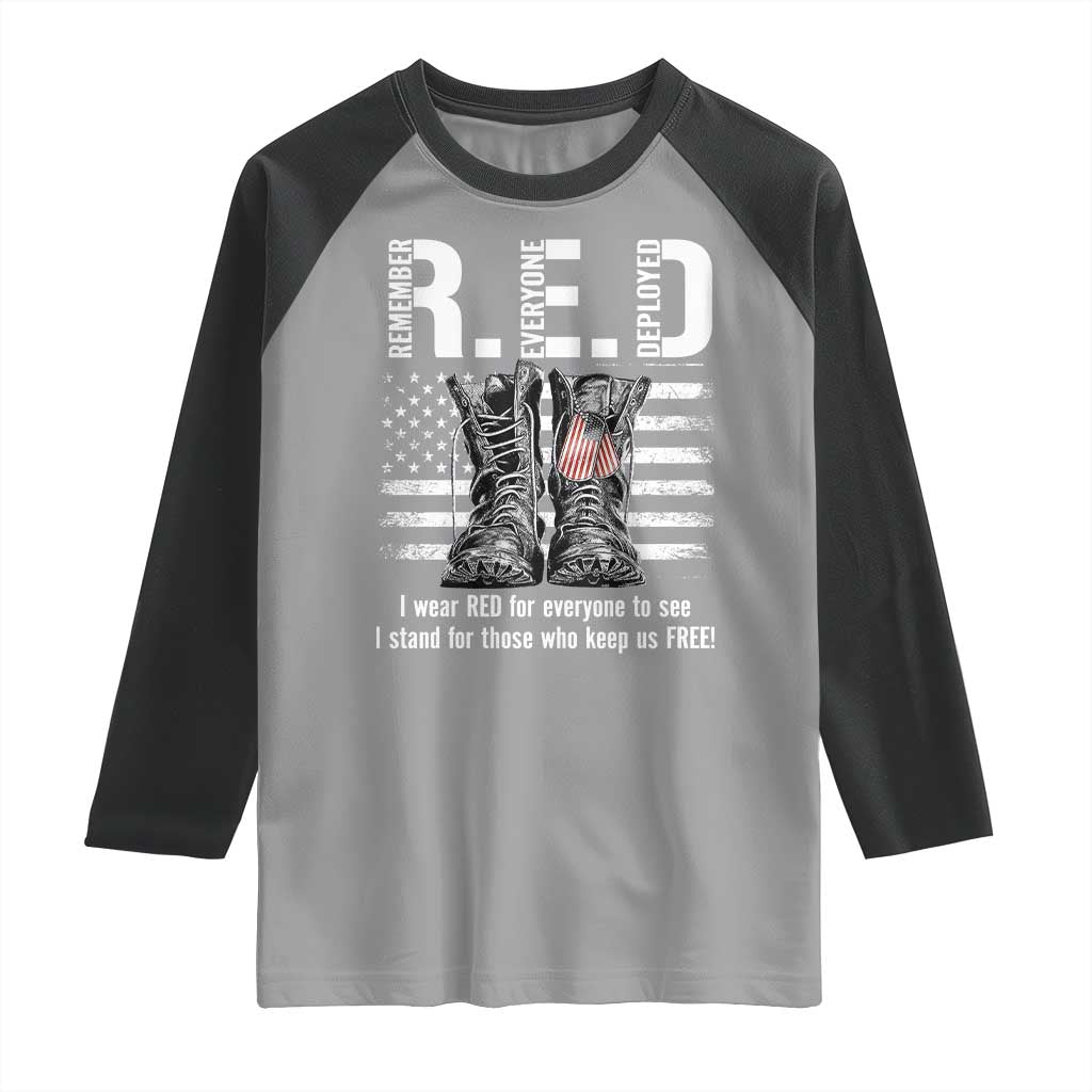 On Friday We Wear Red Military R.E.D Friday Raglan Shirt American Flag - Wonder Print Shop