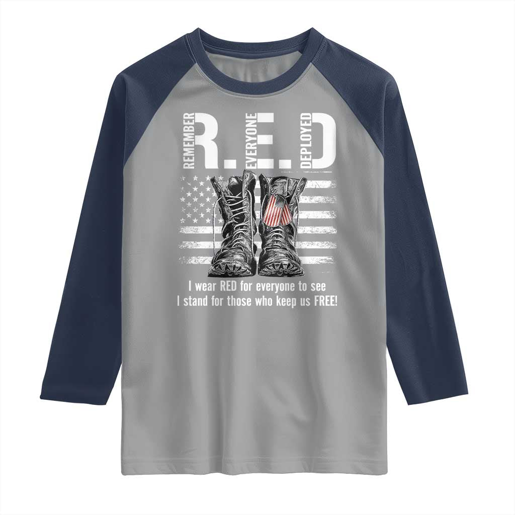 On Friday We Wear Red Military R.E.D Friday Raglan Shirt American Flag - Wonder Print Shop