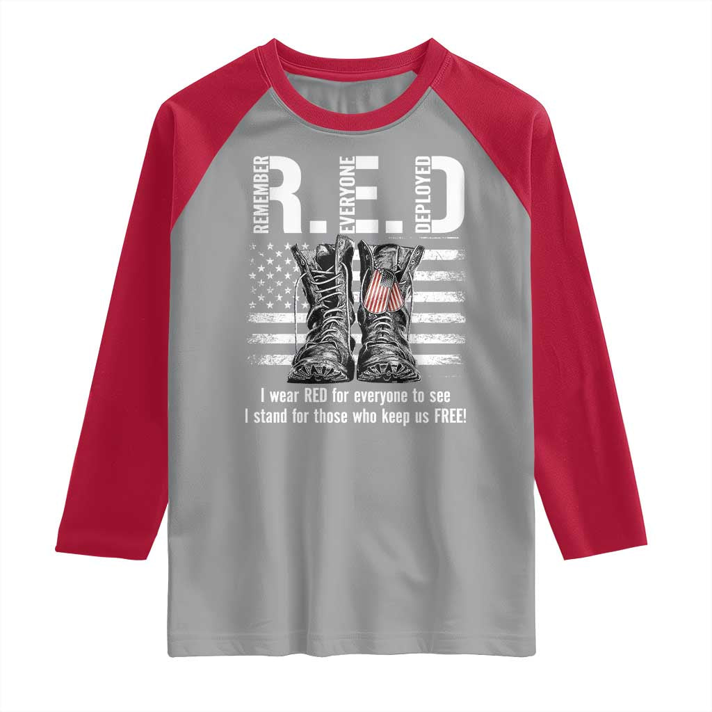 On Friday We Wear Red Military R.E.D Friday Raglan Shirt American Flag - Wonder Print Shop