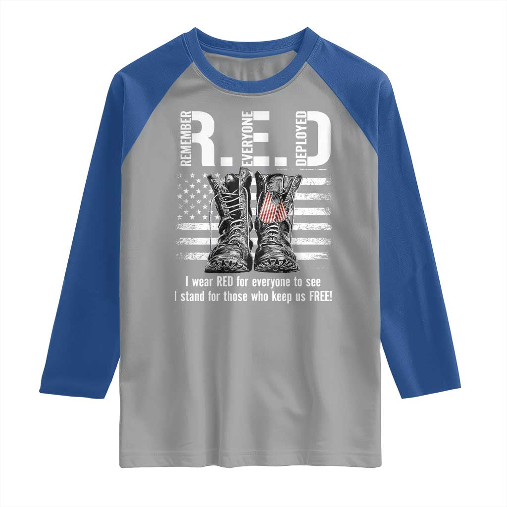 On Friday We Wear Red Military R.E.D Friday Raglan Shirt American Flag - Wonder Print Shop