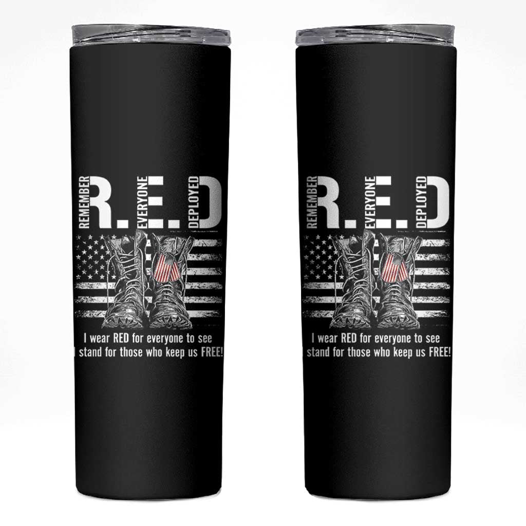 On Friday We Wear Red Military R.E.D Friday Skinny Tumbler American Flag - Wonder Print Shop