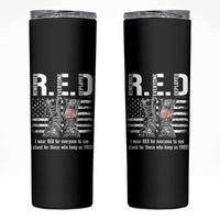 On Friday We Wear Red Military R.E.D Friday Skinny Tumbler American Flag - Wonder Print Shop