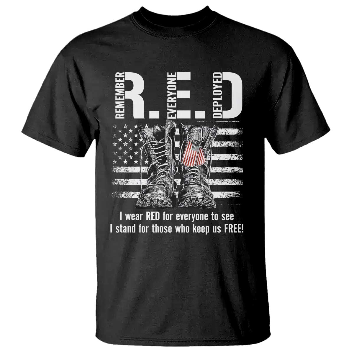 On Friday We Wear Red Military R.E.D Friday T Shirt American Flag - Wonder Print Shop