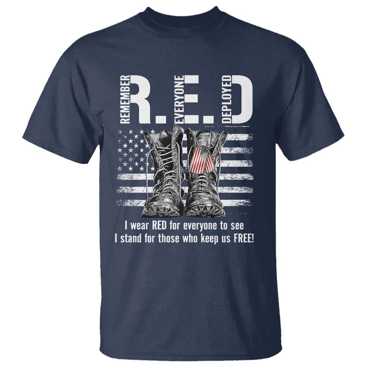 On Friday We Wear Red Military R.E.D Friday T Shirt American Flag - Wonder Print Shop