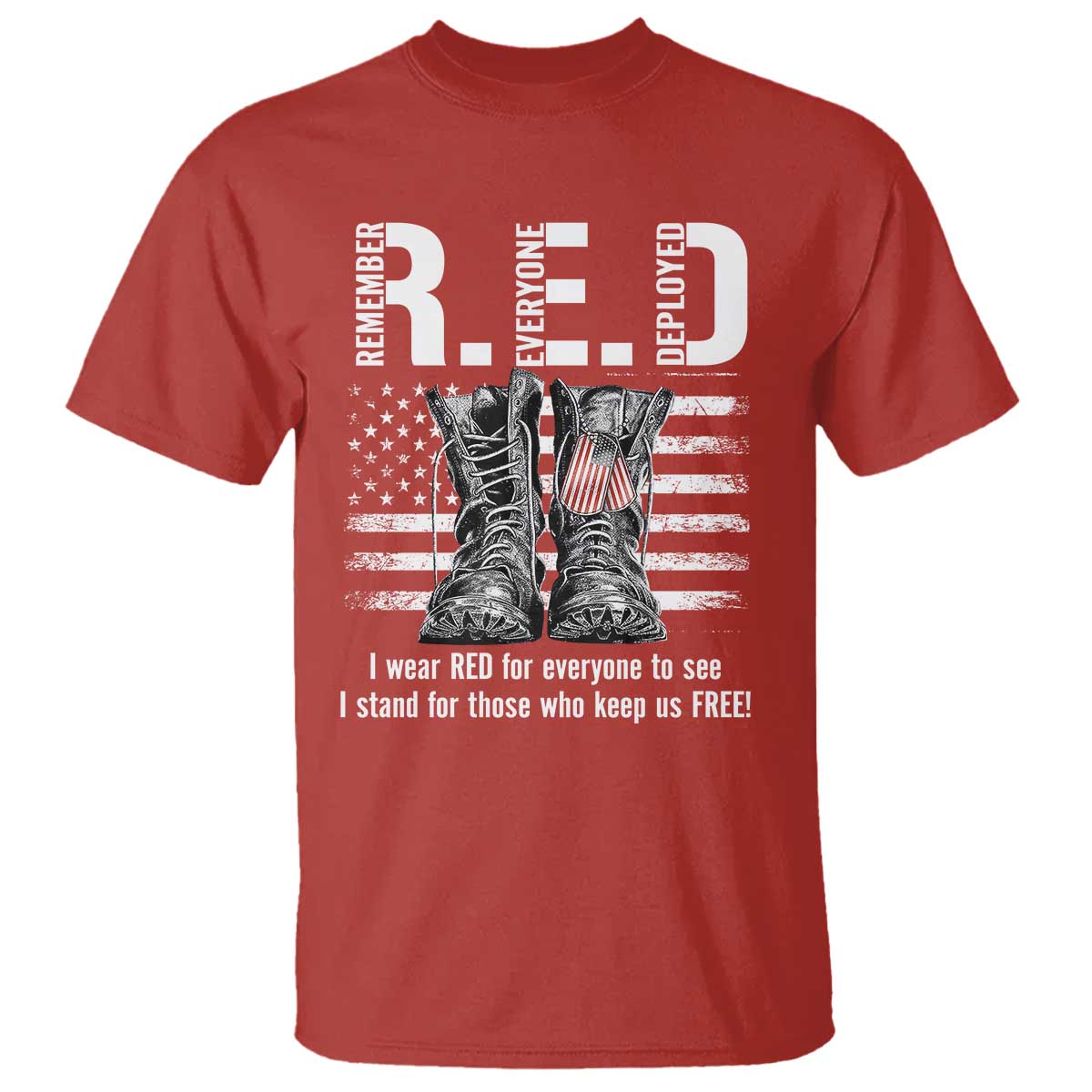 On Friday We Wear Red Military R.E.D Friday T Shirt American Flag - Wonder Print Shop