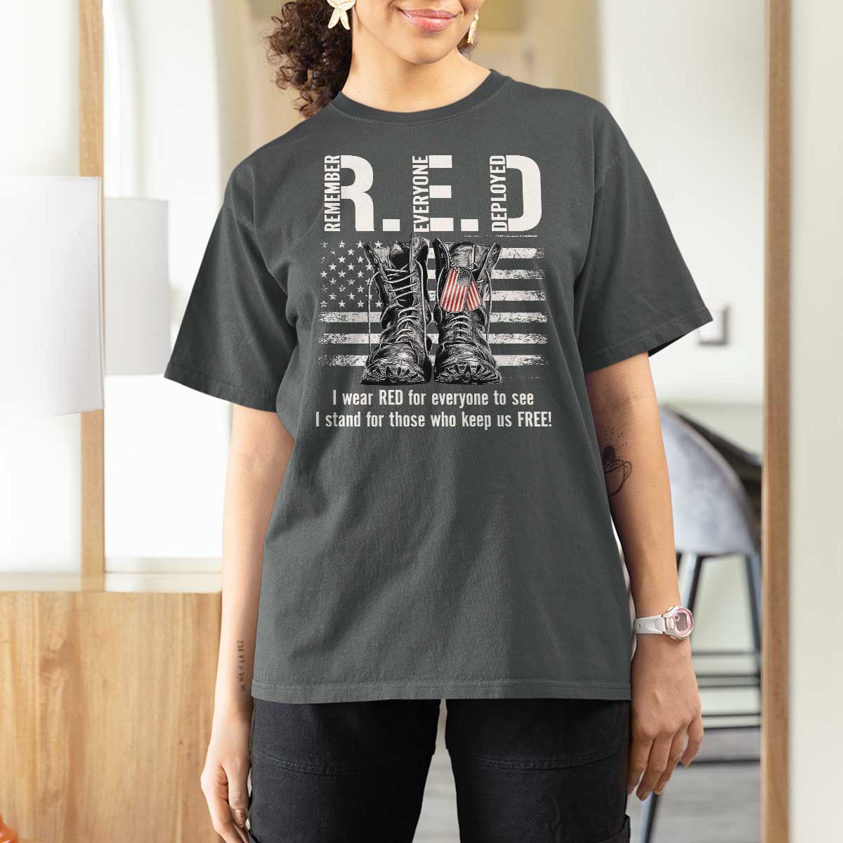 On Friday We Wear Red Military R.E.D Friday T Shirt For Women American Flag - Wonder Print Shop