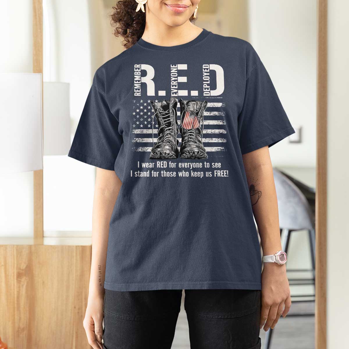On Friday We Wear Red Military R.E.D Friday T Shirt For Women American Flag - Wonder Print Shop