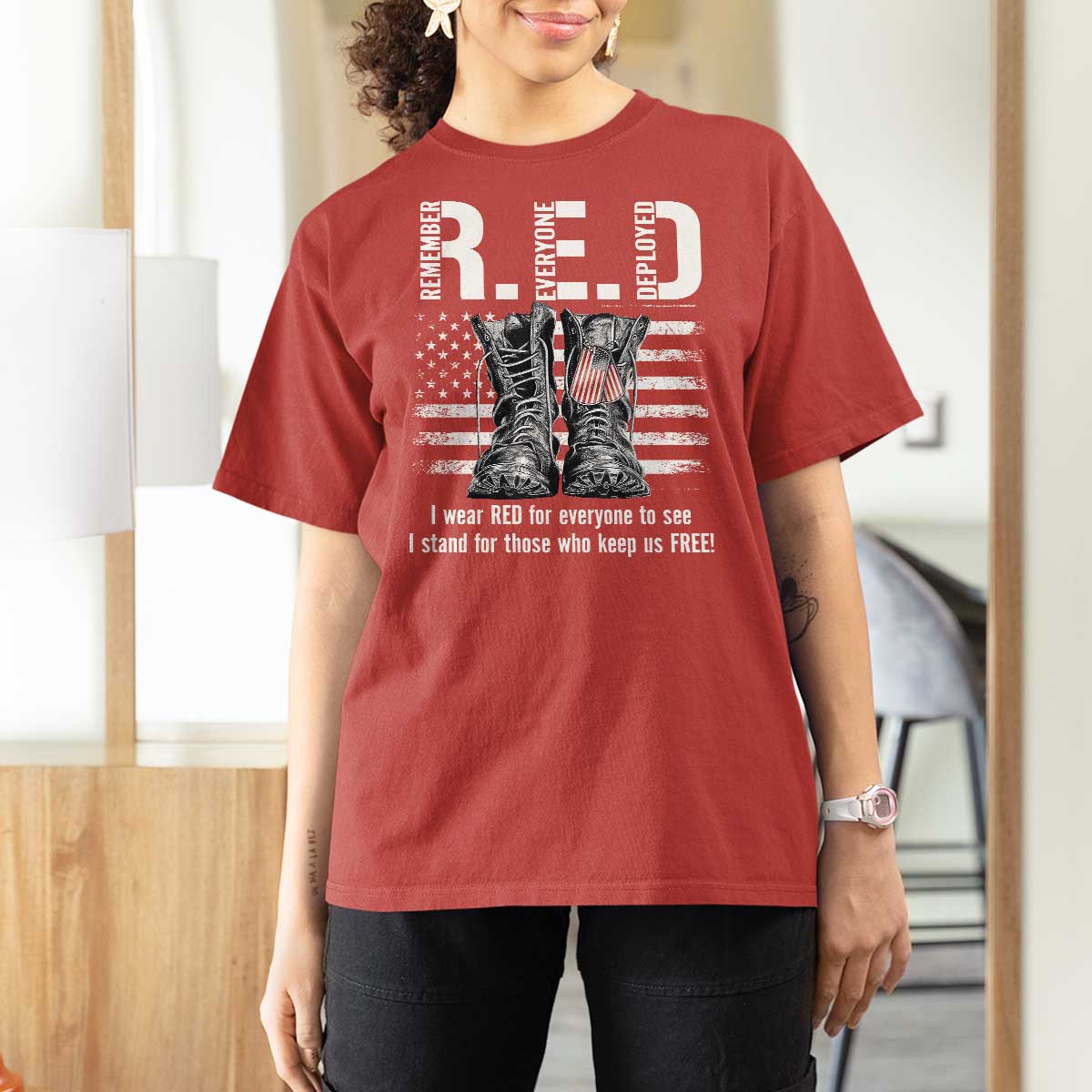 On Friday We Wear Red Military R.E.D Friday T Shirt For Women American Flag - Wonder Print Shop