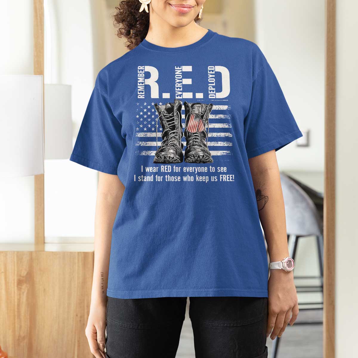 On Friday We Wear Red Military R.E.D Friday T Shirt For Women American Flag - Wonder Print Shop