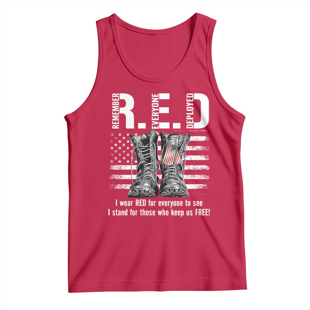 On Friday We Wear Red Military R.E.D Friday Tank Top American Flag - Wonder Print Shop