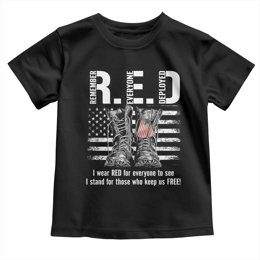 On Friday We Wear Red Military R.E.D Friday Toddler T Shirt American Flag - Wonder Print Shop