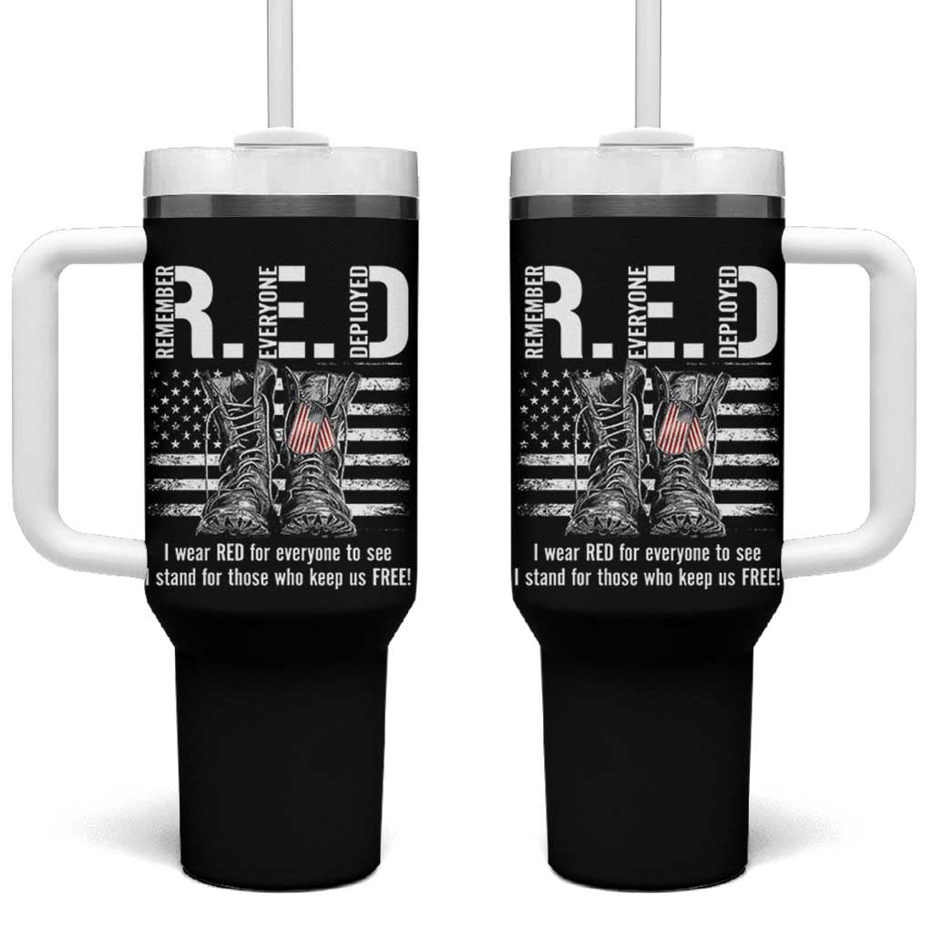 On Friday We Wear Red Military R.E.D Friday Tumbler With Handle American Flag - Wonder Print Shop