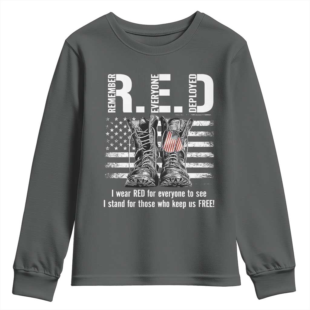 On Friday We Wear Red Military R.E.D Friday Youth Sweatshirt American Flag - Wonder Print Shop
