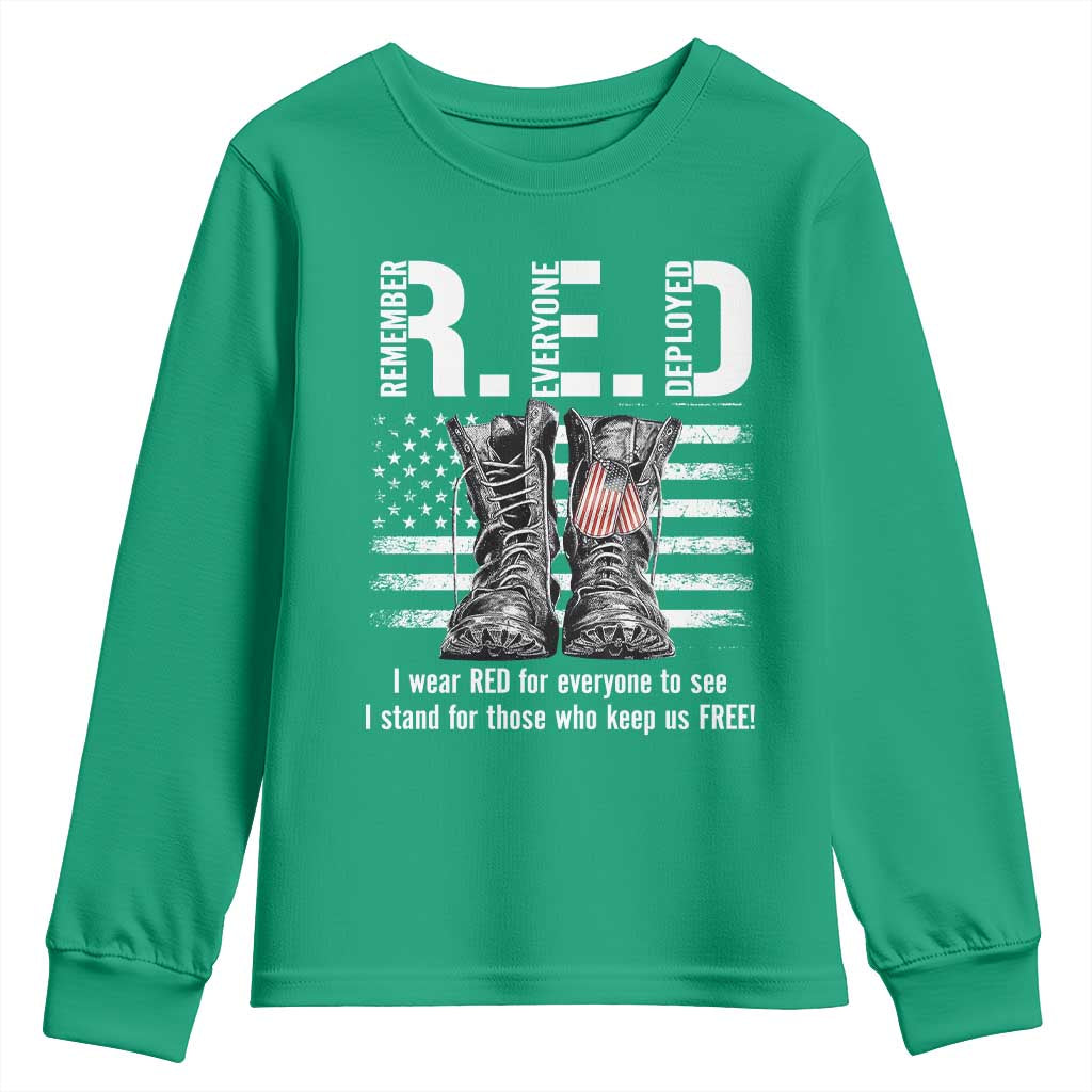 On Friday We Wear Red Military R.E.D Friday Youth Sweatshirt American Flag - Wonder Print Shop