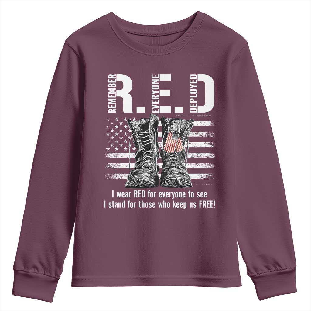 On Friday We Wear Red Military R.E.D Friday Youth Sweatshirt American Flag - Wonder Print Shop
