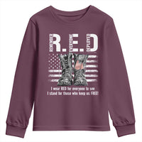 On Friday We Wear Red Military R.E.D Friday Youth Sweatshirt American Flag - Wonder Print Shop