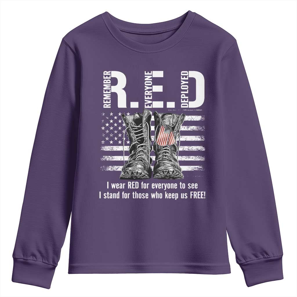 On Friday We Wear Red Military R.E.D Friday Youth Sweatshirt American Flag - Wonder Print Shop