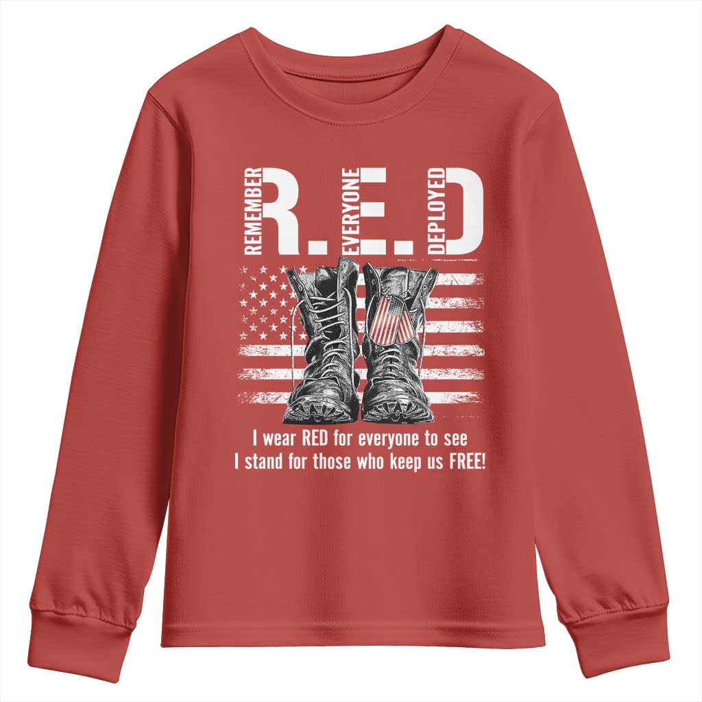 On Friday We Wear Red Military R.E.D Friday Youth Sweatshirt American Flag - Wonder Print Shop