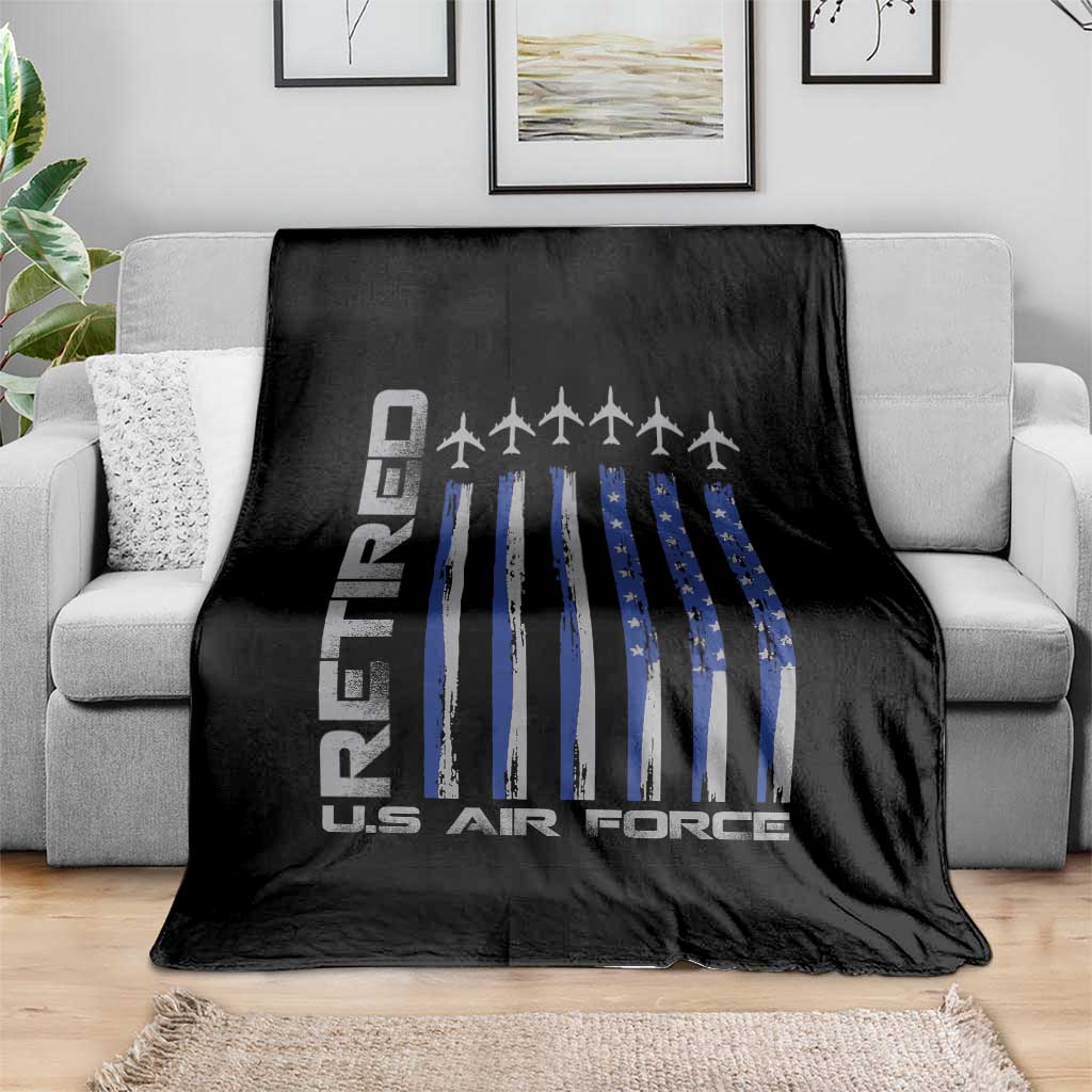 Retired US Air Force Throw Blanket Vintage USAF Veteran USA Flag - Wonder Print Shop