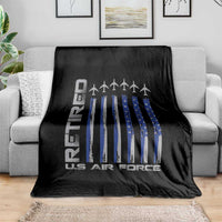 Retired US Air Force Throw Blanket Vintage USAF Veteran USA Flag - Wonder Print Shop