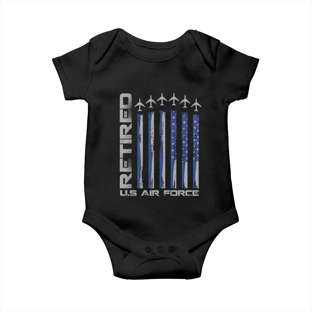 Retired US Air Force Baby Onesie Vintage USAF Veteran USA Flag - Wonder Print Shop