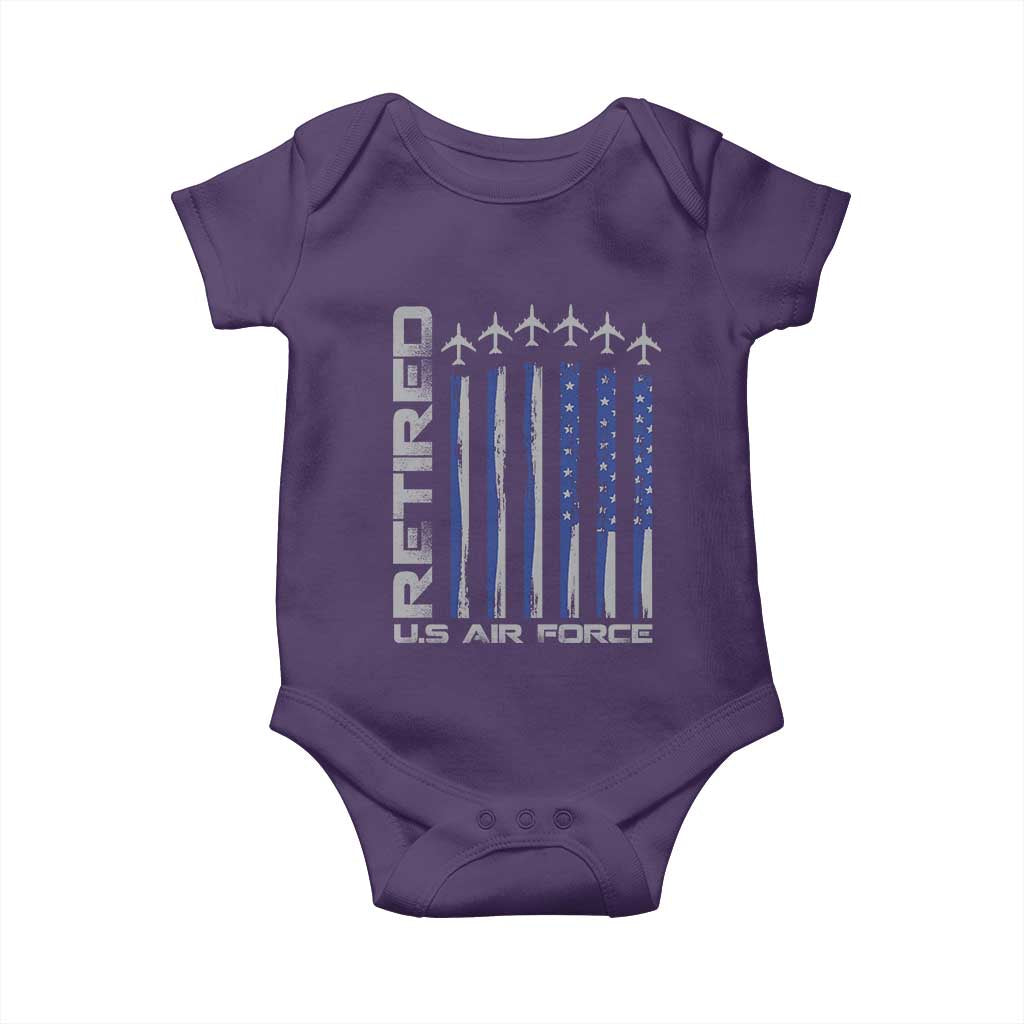 Retired US Air Force Baby Onesie Vintage USAF Veteran USA Flag - Wonder Print Shop