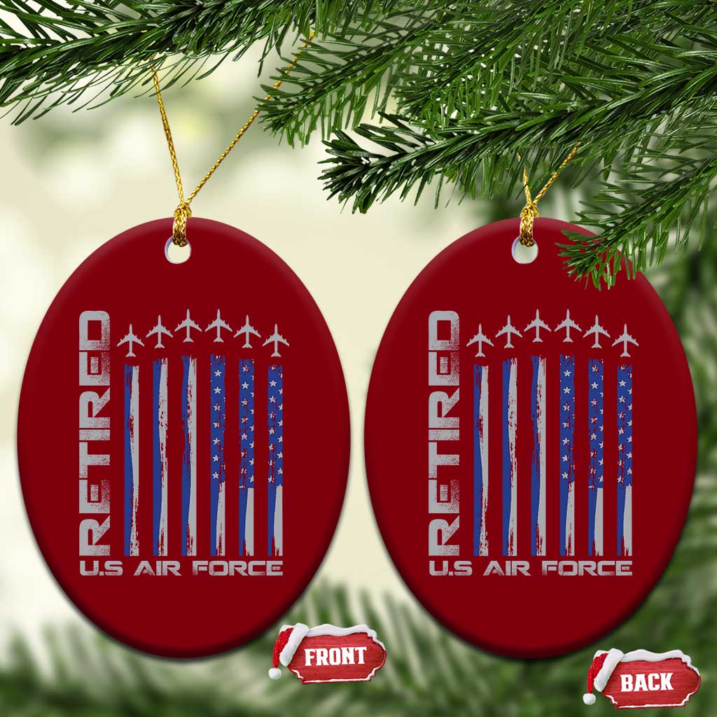 Retired US Air Force Ceramic Ornament Vintage USAF Veteran USA Flag - Wonder Print Shop