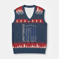Retired US Air Force V-Neck Knit Sweater Vest Vintage USAF Veteran USA Flag - Wonder Print Shop