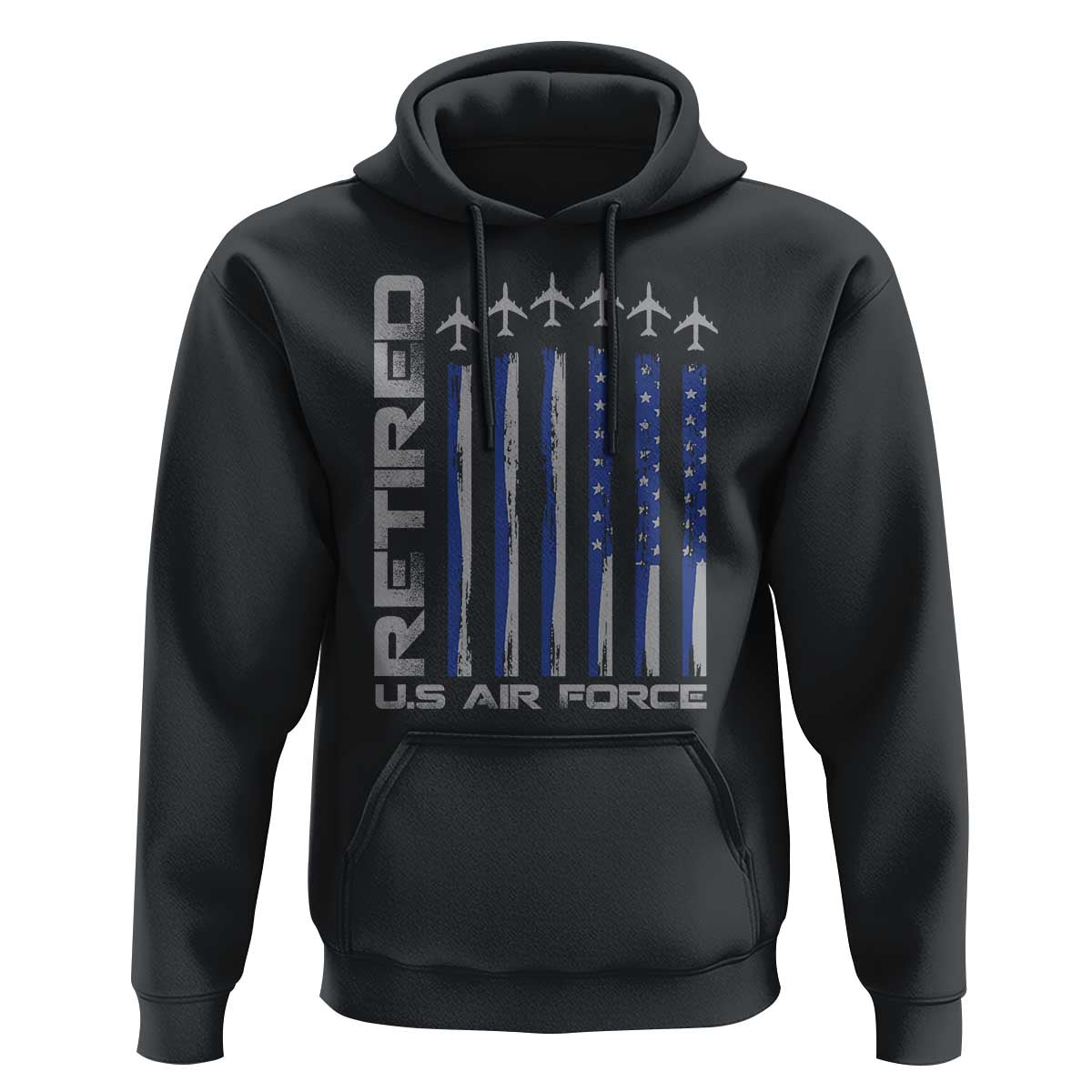 Retired US Air Force Hoodie Vintage USAF Veteran USA Flag - Wonder Print Shop