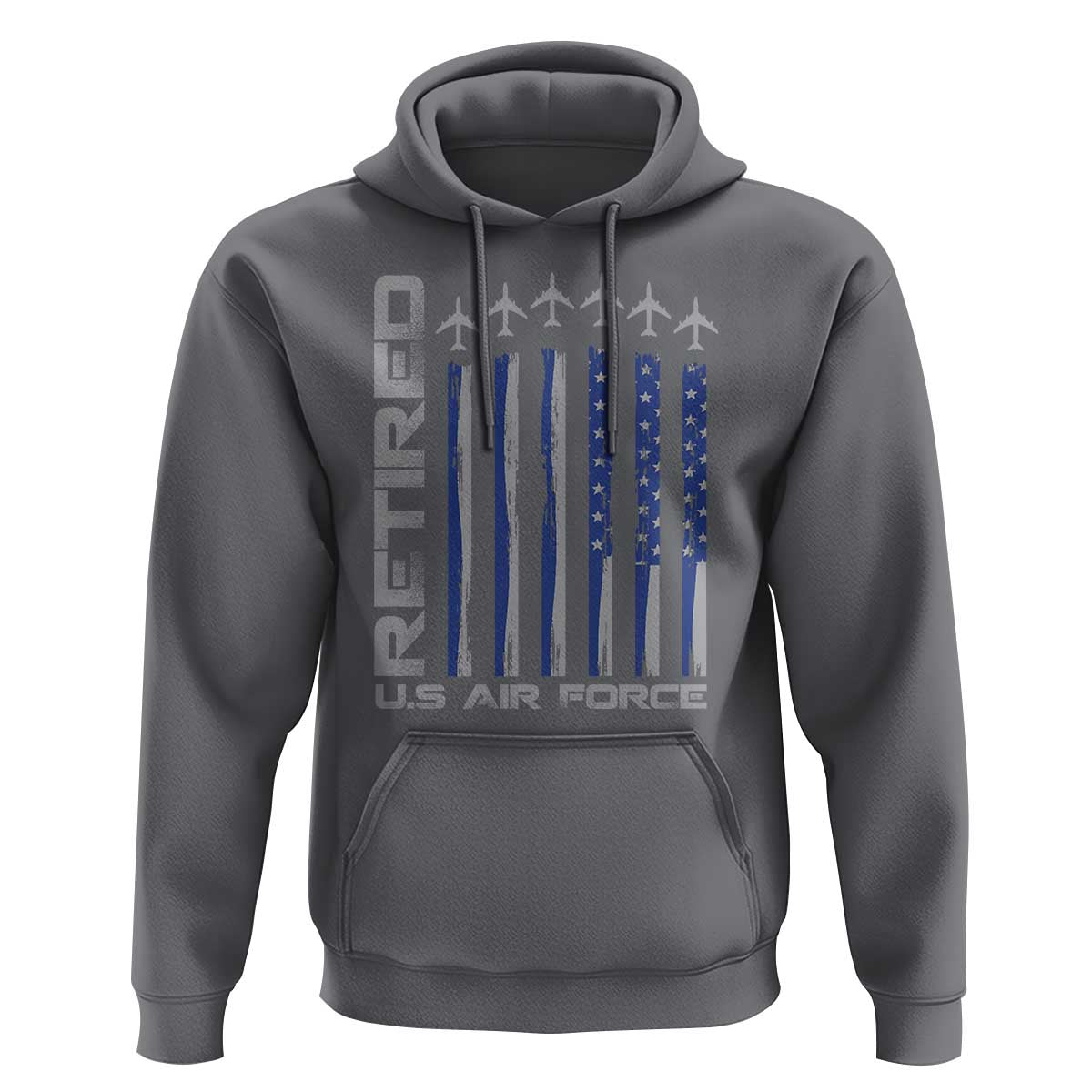 Retired US Air Force Hoodie Vintage USAF Veteran USA Flag - Wonder Print Shop