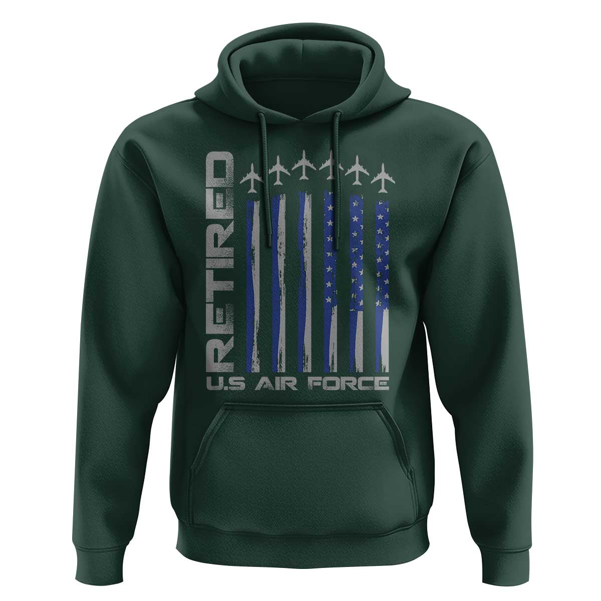 Retired US Air Force Hoodie Vintage USAF Veteran USA Flag - Wonder Print Shop