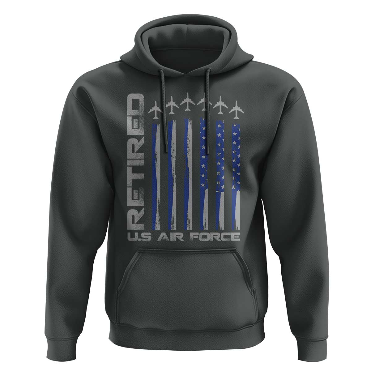 Retired US Air Force Hoodie Vintage USAF Veteran USA Flag - Wonder Print Shop