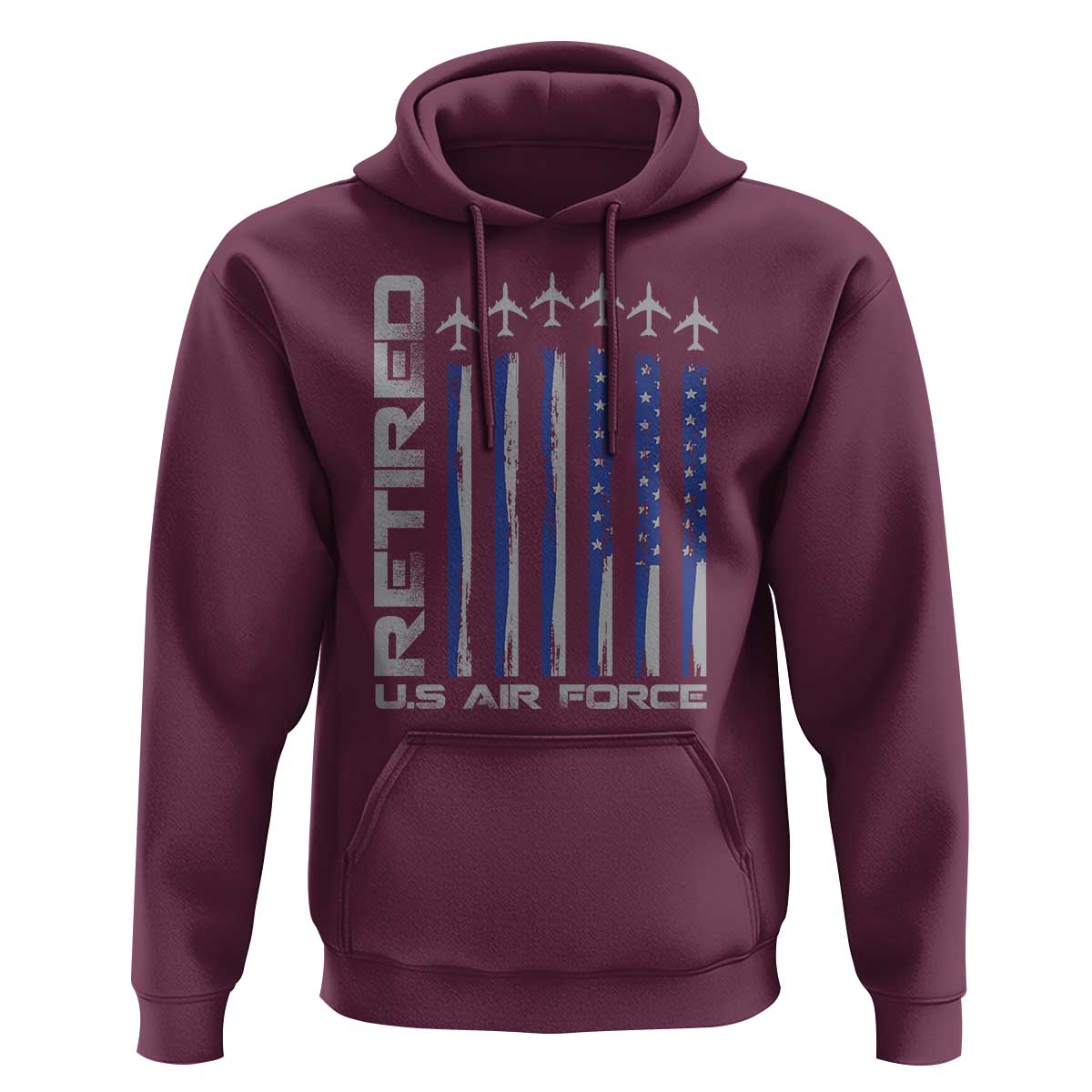 Retired US Air Force Hoodie Vintage USAF Veteran USA Flag - Wonder Print Shop
