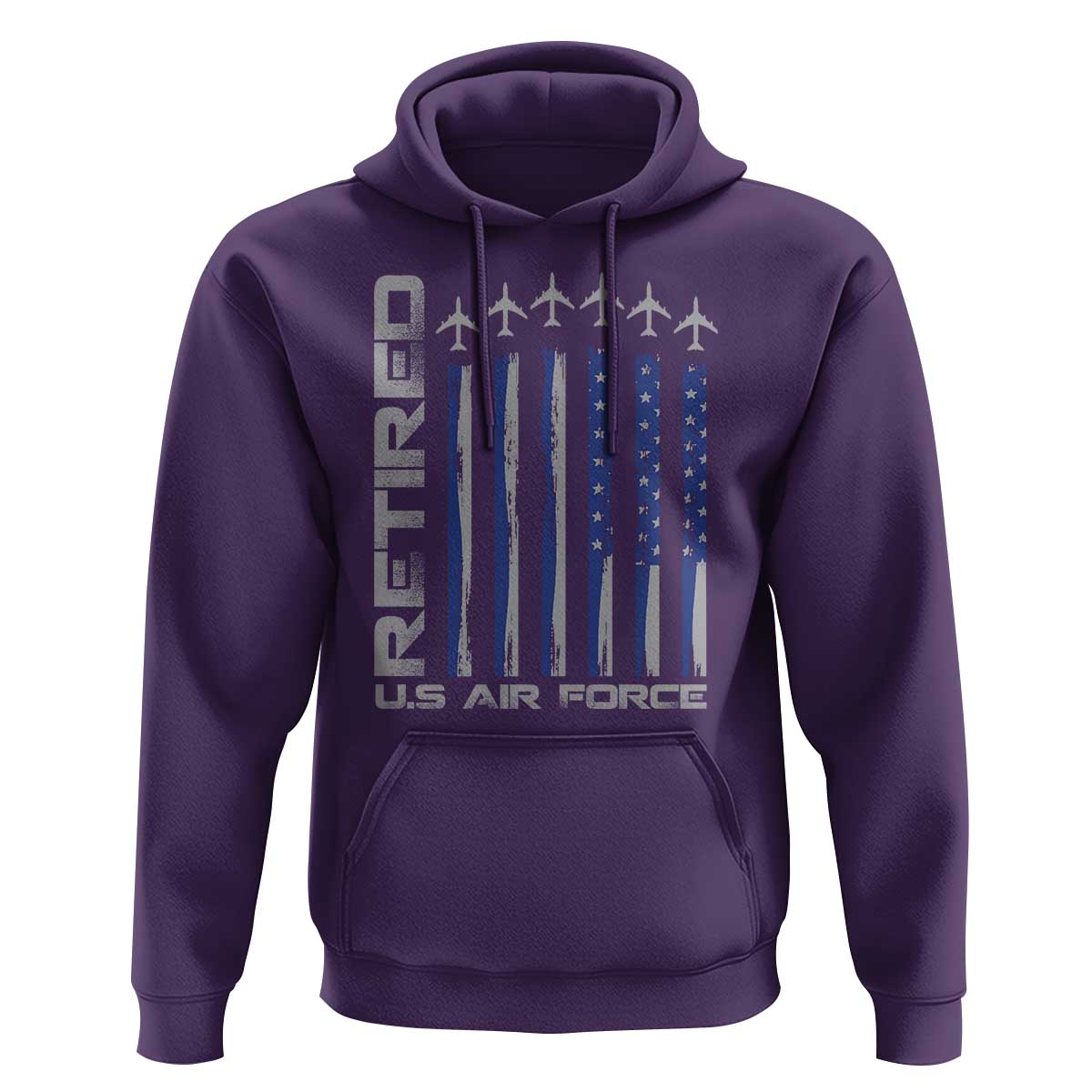 Retired US Air Force Hoodie Vintage USAF Veteran USA Flag - Wonder Print Shop