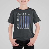 Retired US Air Force T Shirt For Kid Vintage USAF Veteran USA Flag - Wonder Print Shop