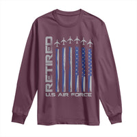 Retired US Air Force Long Sleeve Shirt Vintage USAF Veteran USA Flag - Wonder Print Shop